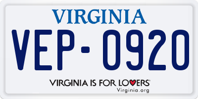 VA license plate VEP0920