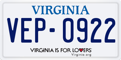 VA license plate VEP0922