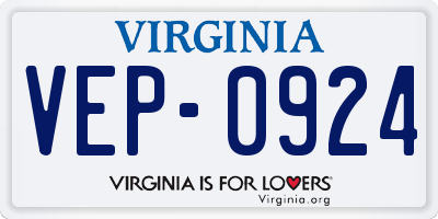 VA license plate VEP0924