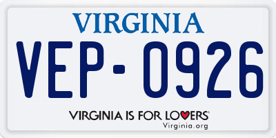VA license plate VEP0926