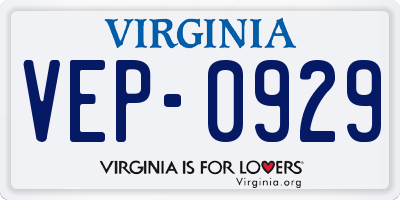 VA license plate VEP0929