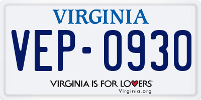 VA license plate VEP0930
