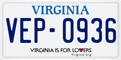 VA license plate VEP0936