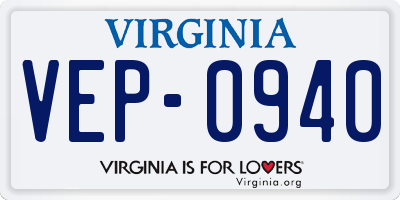 VA license plate VEP0940