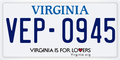 VA license plate VEP0945