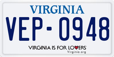 VA license plate VEP0948