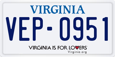 VA license plate VEP0951