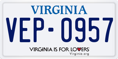 VA license plate VEP0957