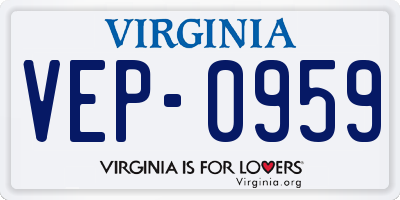 VA license plate VEP0959