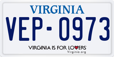 VA license plate VEP0973