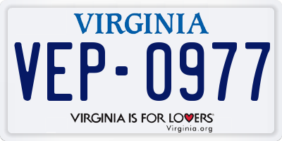VA license plate VEP0977