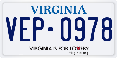 VA license plate VEP0978