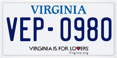 VA license plate VEP0980