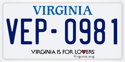 VA license plate VEP0981
