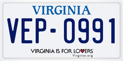 VA license plate VEP0991