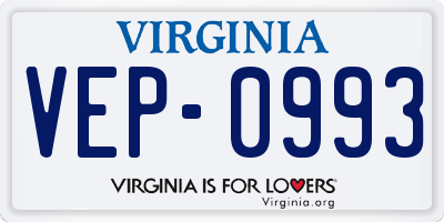 VA license plate VEP0993