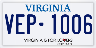 VA license plate VEP1006