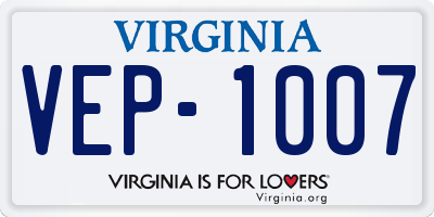 VA license plate VEP1007