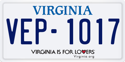 VA license plate VEP1017