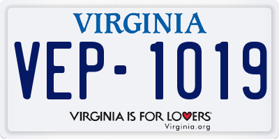 VA license plate VEP1019
