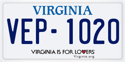 VA license plate VEP1020