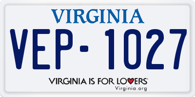 VA license plate VEP1027