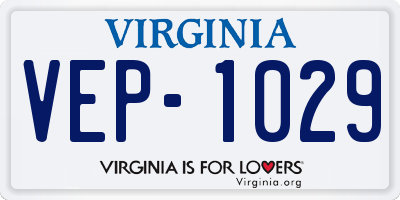 VA license plate VEP1029