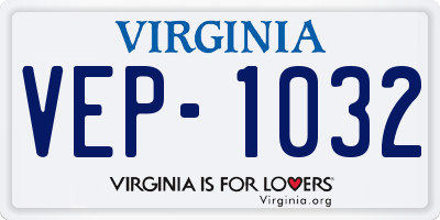 VA license plate VEP1032