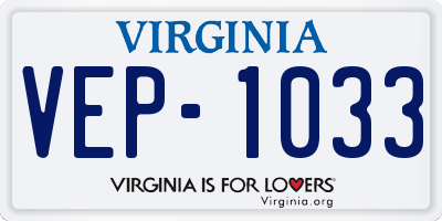 VA license plate VEP1033