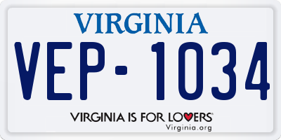 VA license plate VEP1034