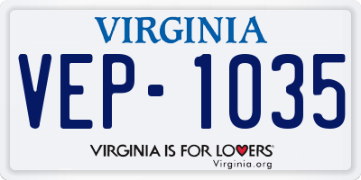 VA license plate VEP1035