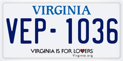VA license plate VEP1036