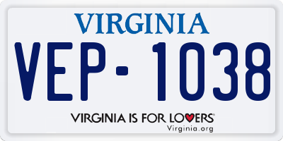 VA license plate VEP1038