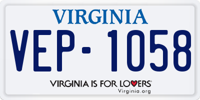 VA license plate VEP1058