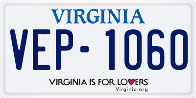 VA license plate VEP1060