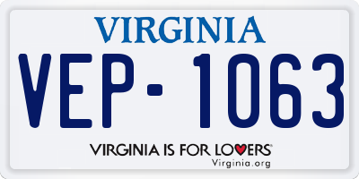 VA license plate VEP1063
