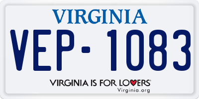 VA license plate VEP1083