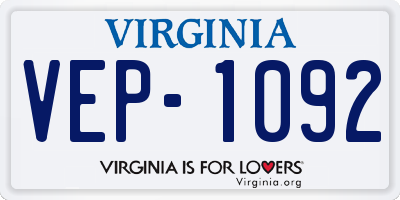 VA license plate VEP1092