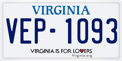 VA license plate VEP1093