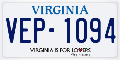VA license plate VEP1094