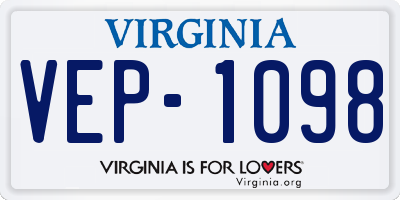 VA license plate VEP1098