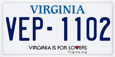 VA license plate VEP1102