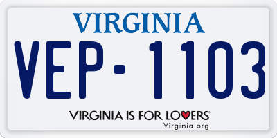 VA license plate VEP1103