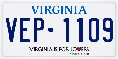 VA license plate VEP1109