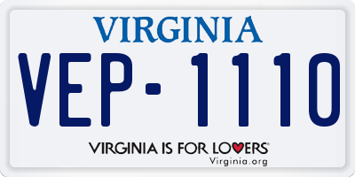 VA license plate VEP1110