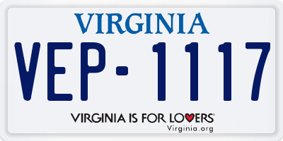 VA license plate VEP1117