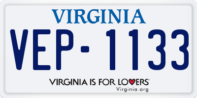 VA license plate VEP1133