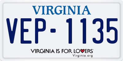 VA license plate VEP1135