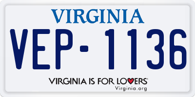 VA license plate VEP1136