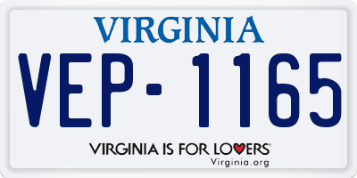 VA license plate VEP1165